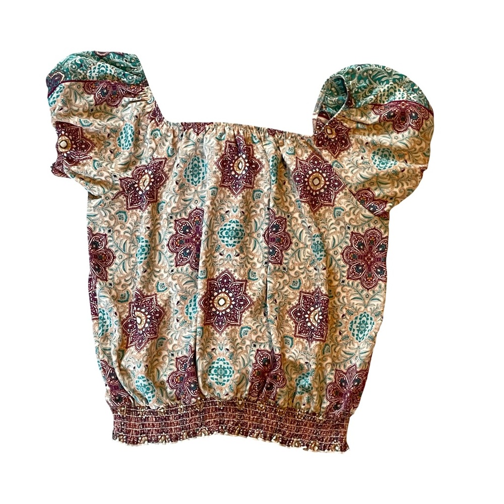 Cottage core Bohemian‎ Style Peasant Top Puff Sleeves Large